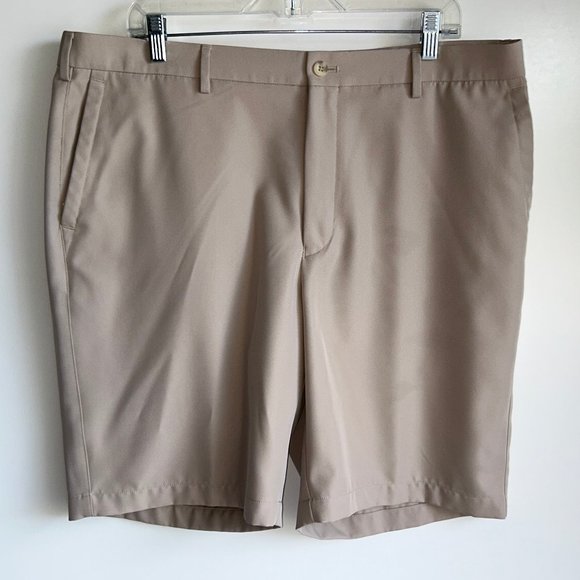 PETER MILLAR Crown Sport Khaki Flat Front Shorts Men's Size 38